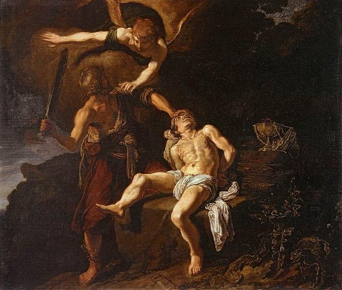 Pieter Lastman The Angel of the Lord Preventing Abraham from Sacrificing his Son Isaac oil painting picture